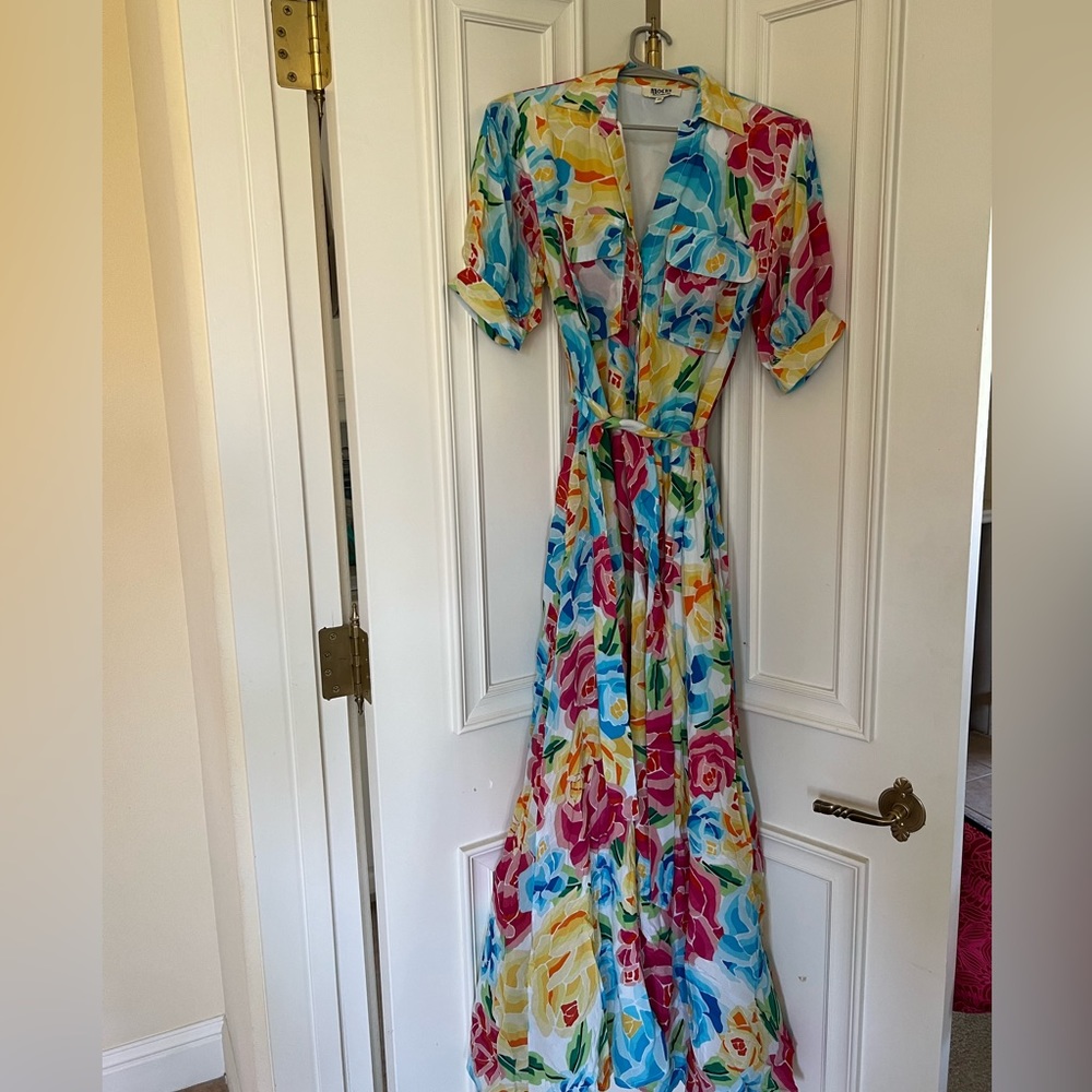 Mochi patterned floral silk dress XS